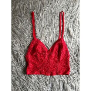 Vintage Alana Gale Lingerie Tank Womens‎ Size Small Red Floral Lace Crop Top